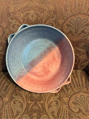 Artisan Ceramic Mixing Bowl - Blue and Pink
